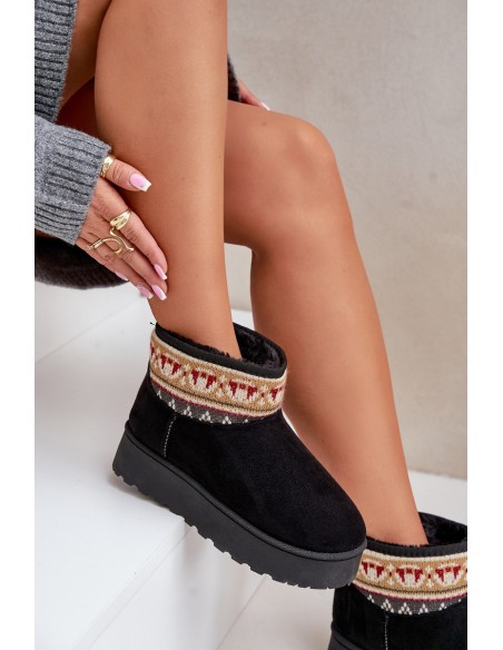 Women's Snow Boots With Pattern On Platform Black Avatharia