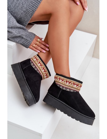 Women's Snow Boots With Pattern On Platform Black Avatharia
