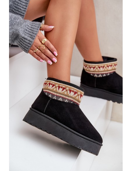 Women's Snow Boots With Pattern On Platform Black Avatharia
