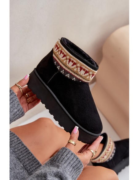 Women's Snow Boots With Pattern On Platform Black Avatharia
