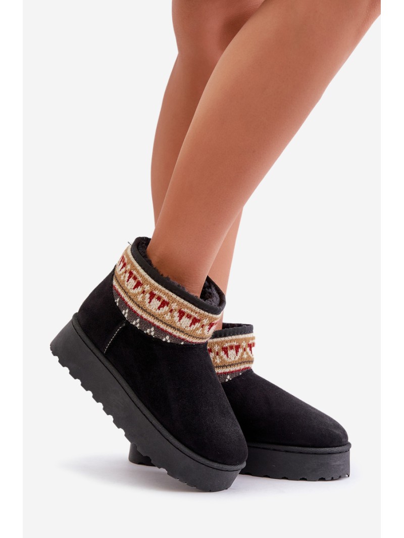 Women's Snow Boots With Pattern On Platform Black Avatharia