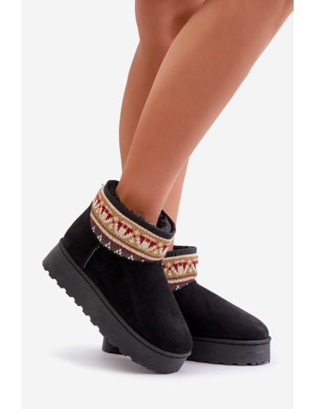 Women's Snow Boots With Pattern On Platform Black Avatharia