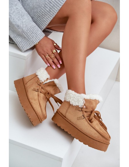 Womens Snow Boots On Platform With Fur Type Branek Camel Ciabellae