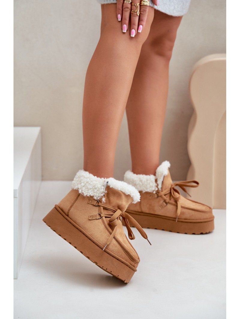 Womens Snow Boots On Platform With Fur Type Branek Camel Ciabellae