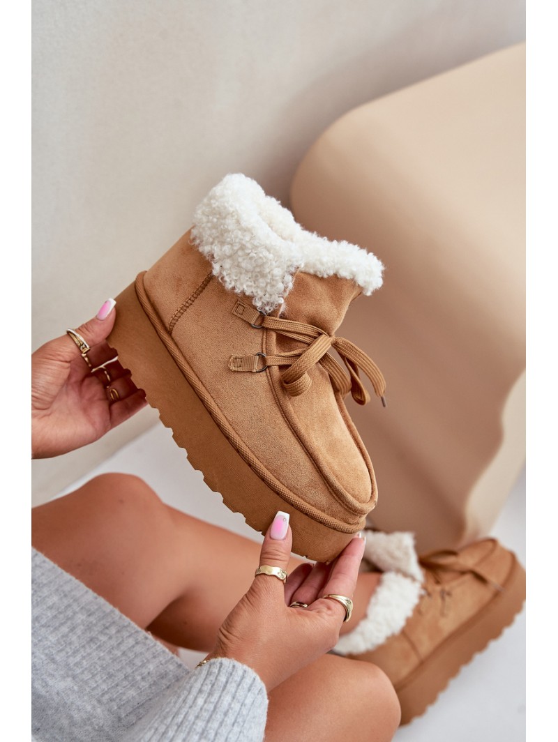 Womens Snow Boots On Platform With Fur Type Branek Camel Ciabellae