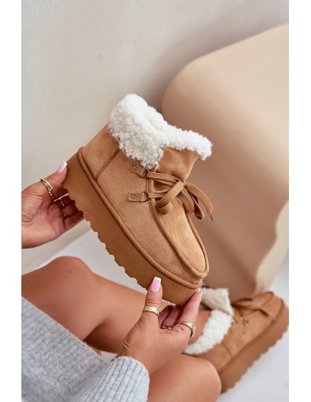 Womens Snow Boots On Platform With Fur Type Branek Camel Ciabellae