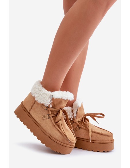 Womens Snow Boots On Platform With Fur Type Branek Camel Ciabellae
