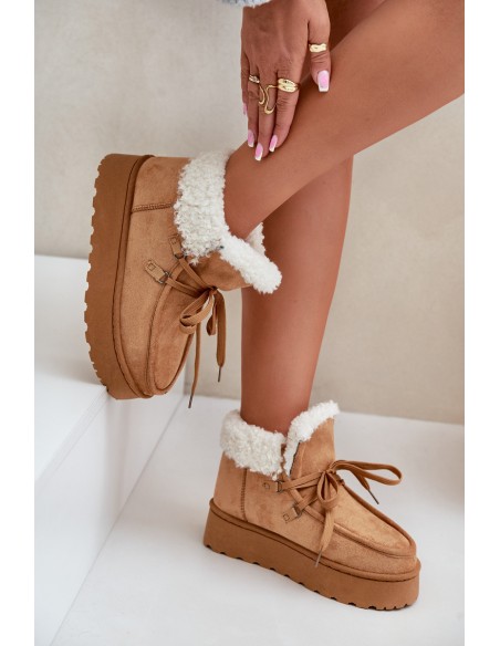 Womens Snow Boots On Platform With Fur Type Branek Camel Ciabellae