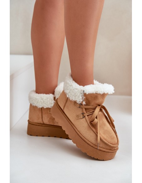 Womens Snow Boots On Platform With Fur Type Branek Camel Ciabellae