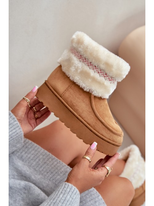 Women's Snow Boots On A Platform With Fur And Pattern Camel Deepanti 2