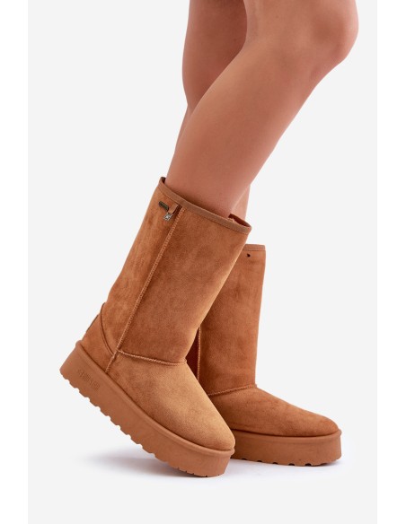 High Snow Boots On Platform Big Star OO274893 Camel