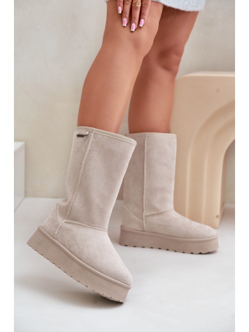 High Snow Boots On Platform Big Star OO274894 Light Beige