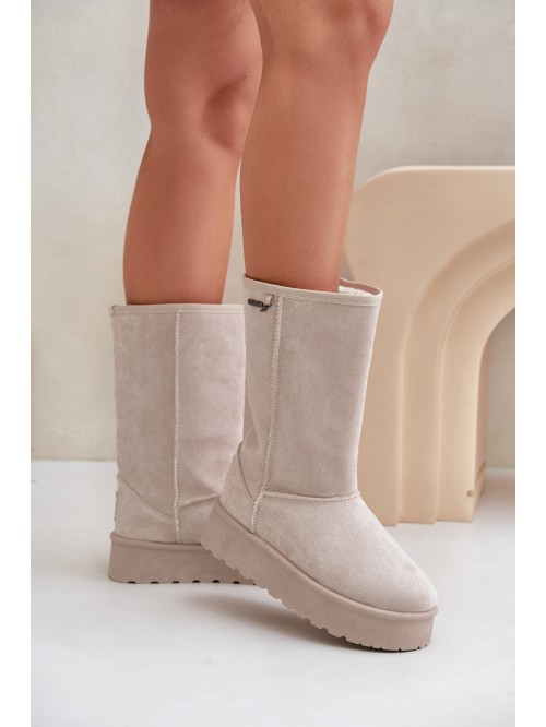 High Snow Boots On Platform Big Star OO274894 Light Beige 2