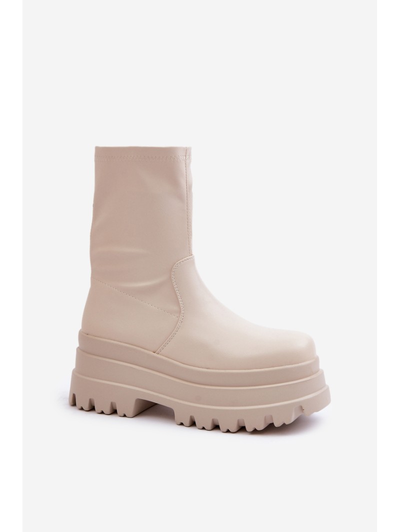 Boots On Massive Platform Light Beige Florinara