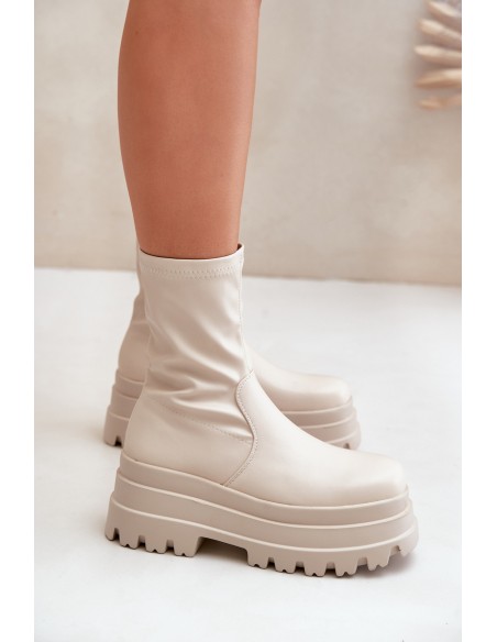 Boots On Massive Platform Light Beige Florinara