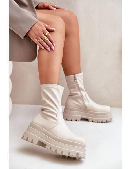 Boots On Massive Platform Light Beige Florinara