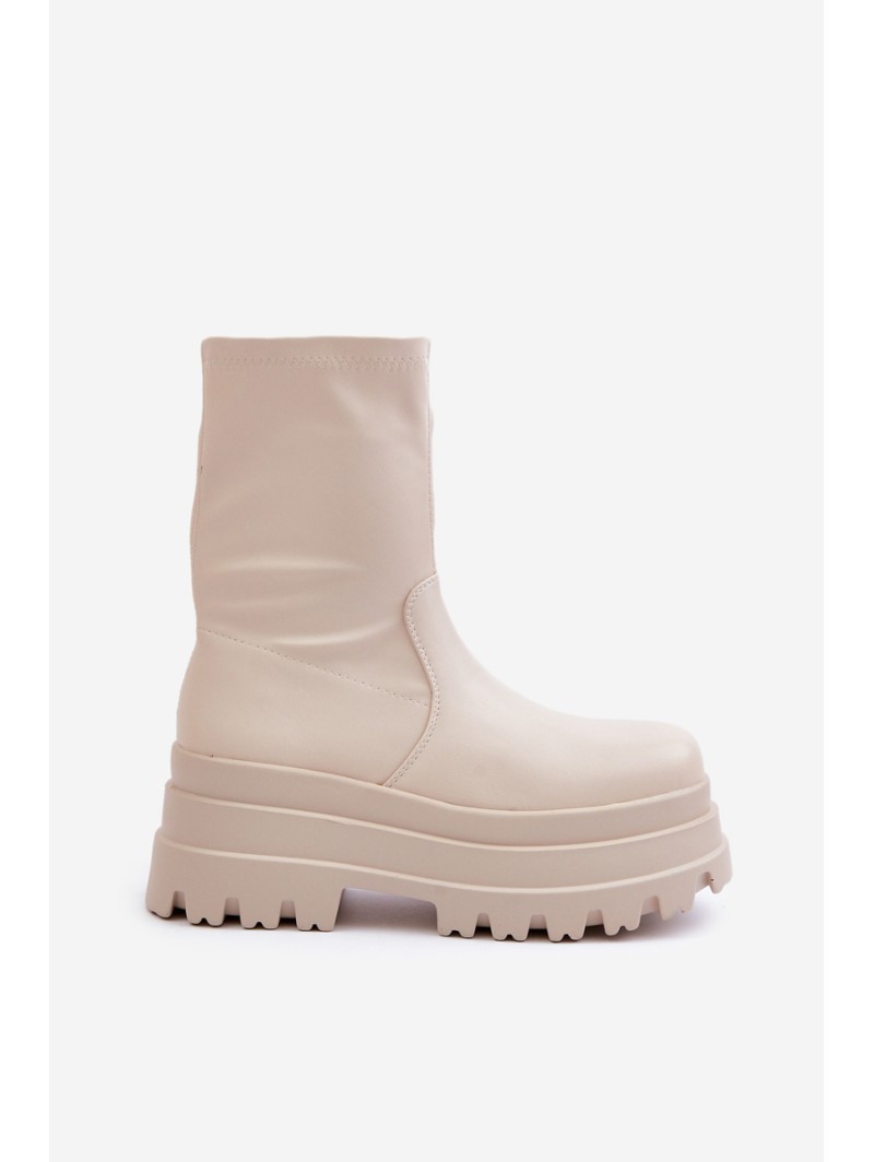 Boots On Massive Platform Light Beige Florinara