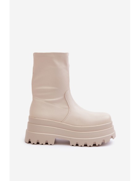 Boots On Massive Platform Light Beige Florinara