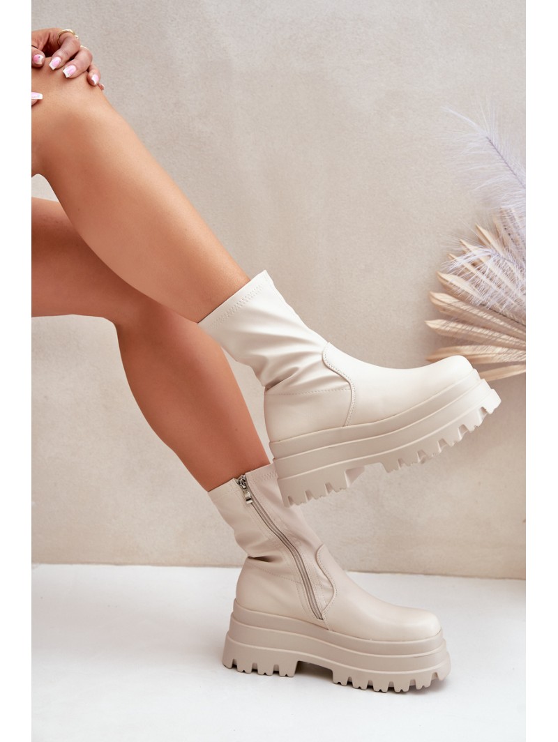 Boots On Massive Platform Light Beige Florinara