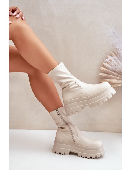 Boots On Massive Platform Light Beige Florinara