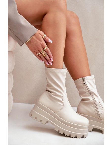 Boots On Massive Platform Light Beige Florinara