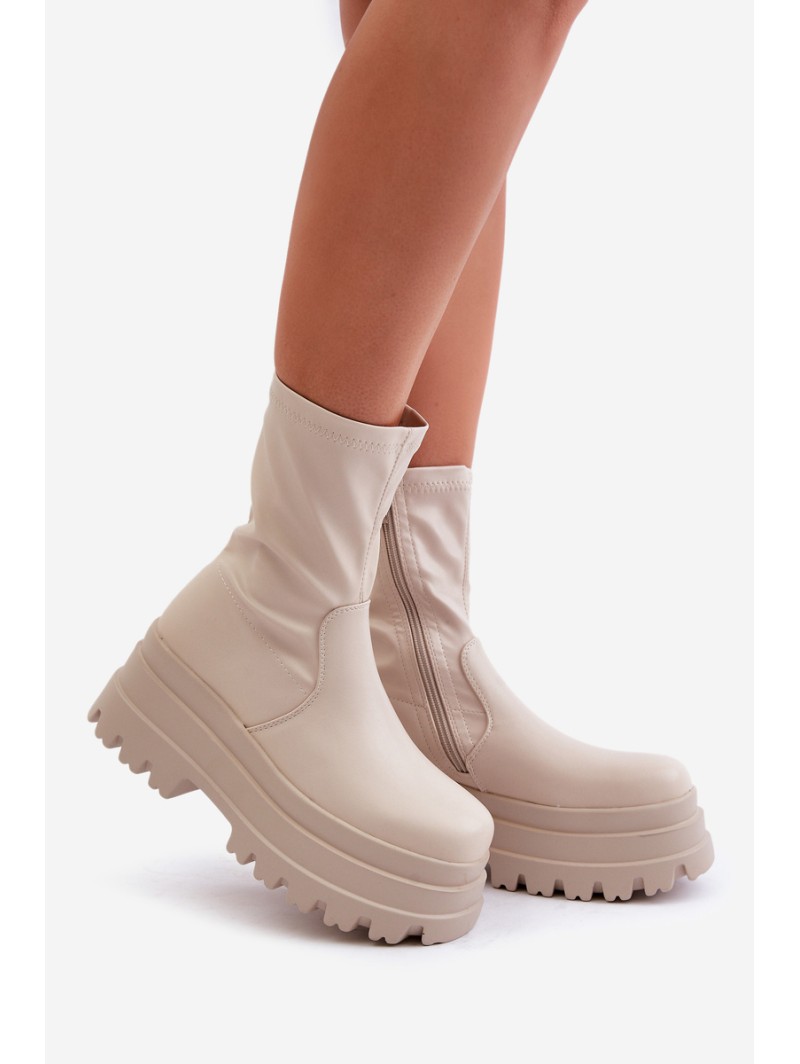 Boots On Massive Platform Light Beige Florinara