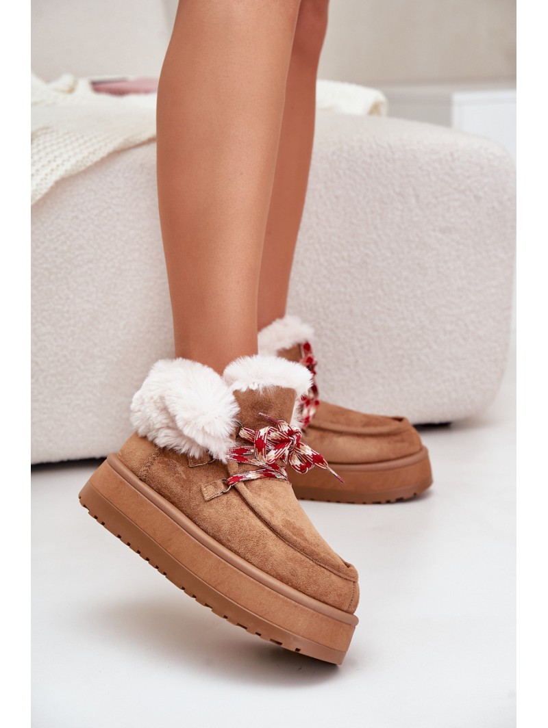 Low Women's Snow Boots On Platform With Fur Camel Neathren