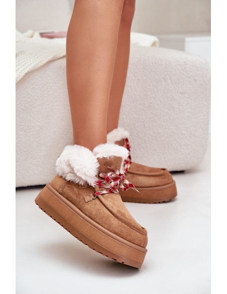 Low Women's Snow Boots On Platform With Fur Camel Neathren