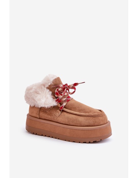 Low Women's Snow Boots On Platform With Fur Camel Neathren