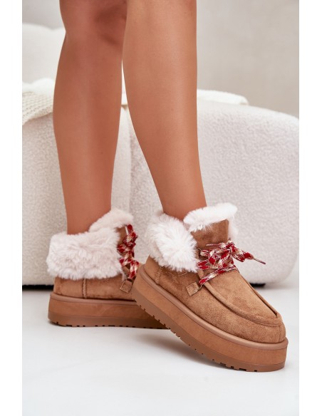 Low Women's Snow Boots On Platform With Fur Camel Neathren