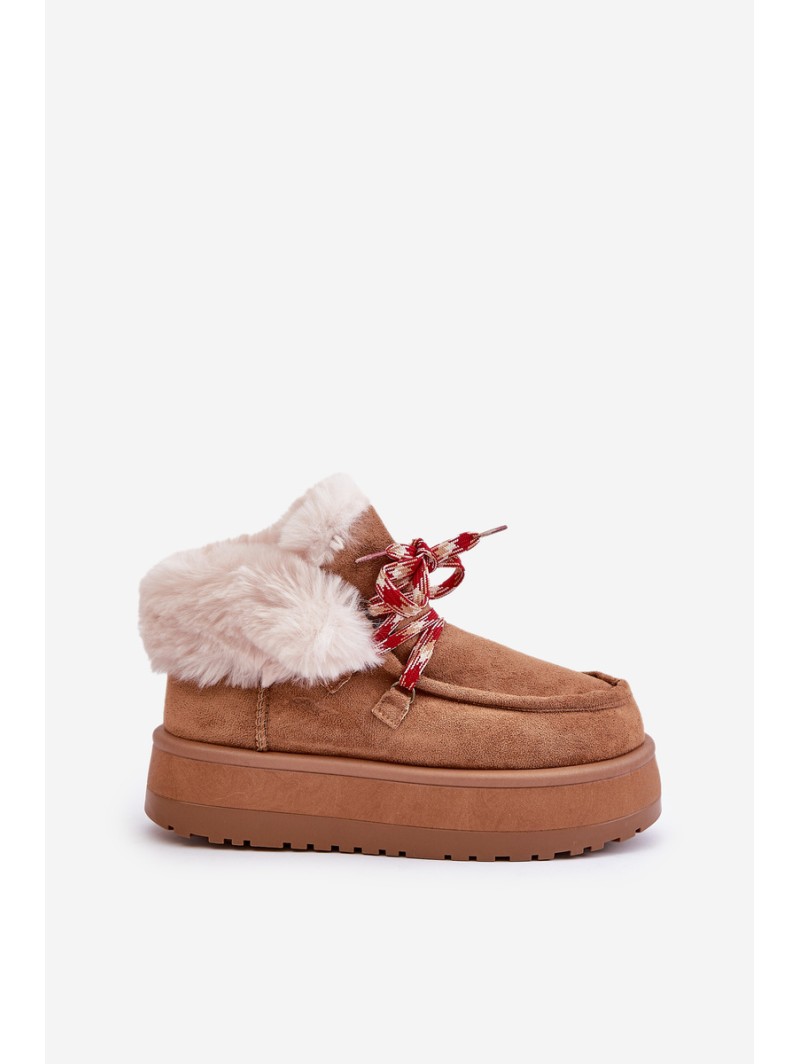 Low Women's Snow Boots On Platform With Fur Camel Neathren