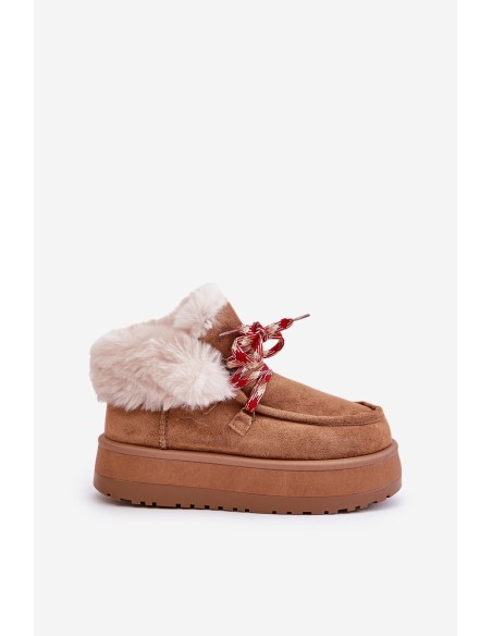 Low Women's Snow Boots On Platform With Fur Camel Neathren