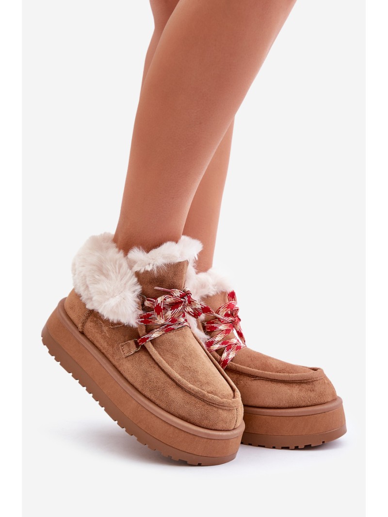 Low Women's Snow Boots On Platform With Fur Camel Neathren