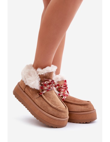 Low Women's Snow Boots On Platform With Fur Camel Neathren