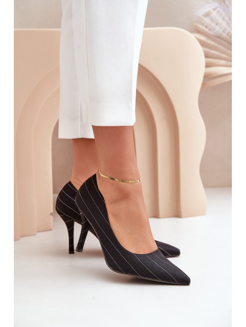 Fabric Women's Heels In Stripes Black Tifidra
