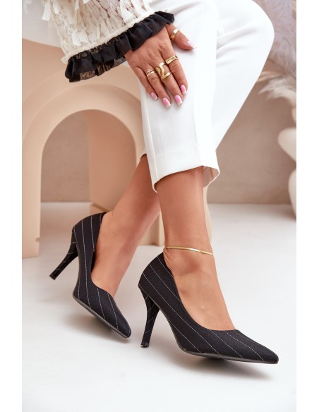 Fabric Women's Heels In Stripes Black Tifidra