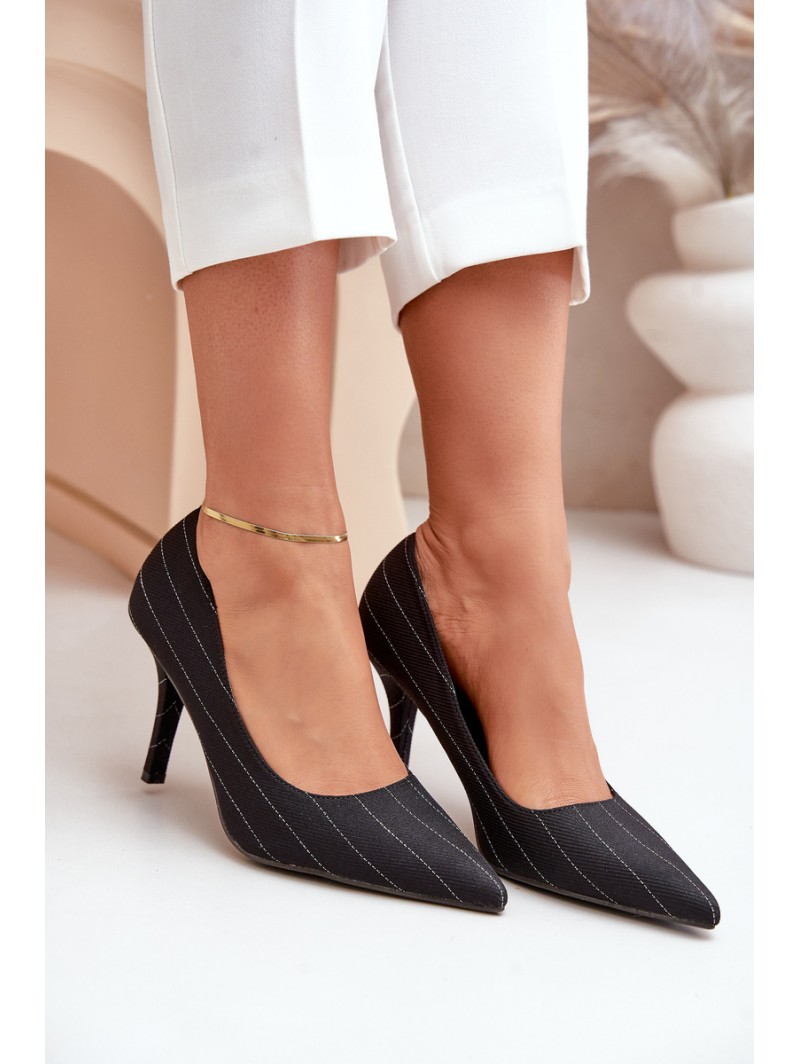 Fabric Women's Heels In Stripes Black Tifidra