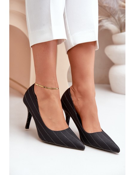 Fabric Women's Heels In Stripes Black Tifidra