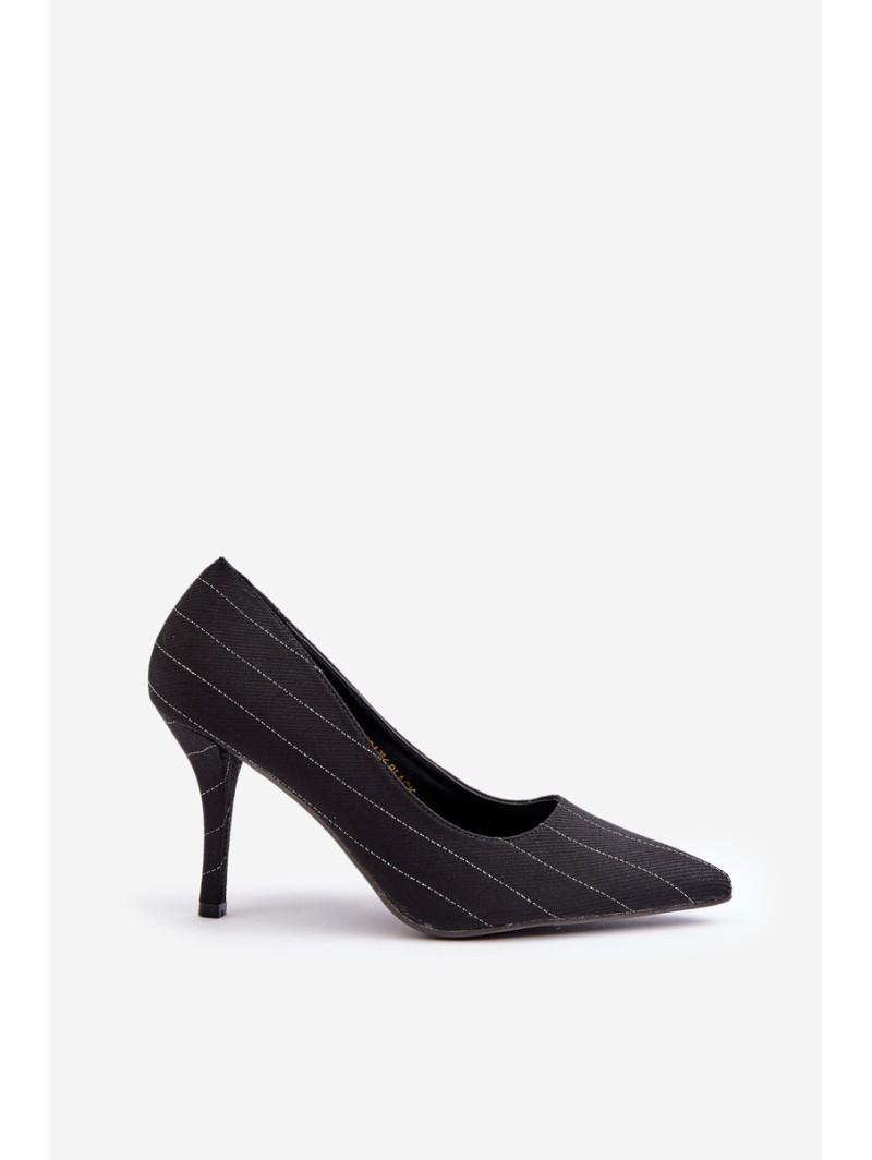 Fabric Women's Heels In Stripes Black Tifidra