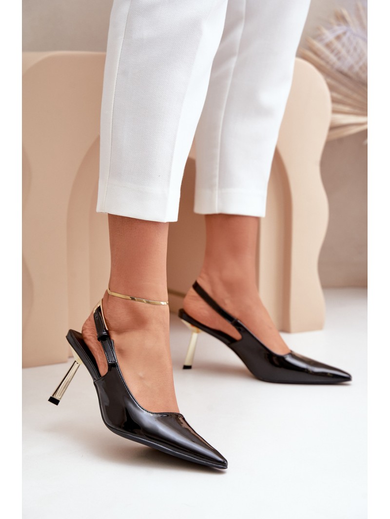 Lacquered Heels With Open Back Black Filona