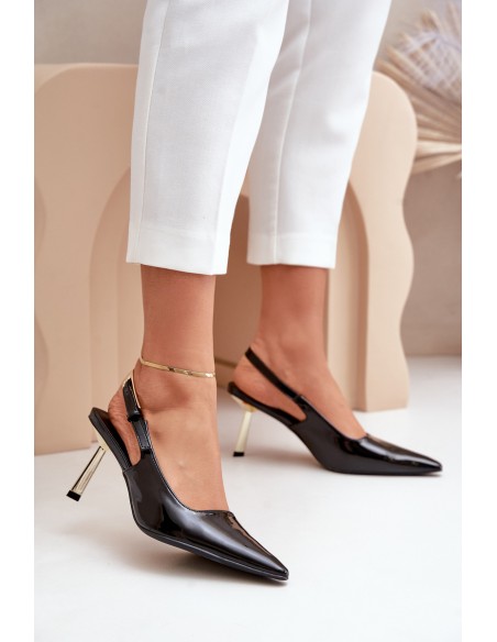 Lacquered Heels With Open Back Black Filona