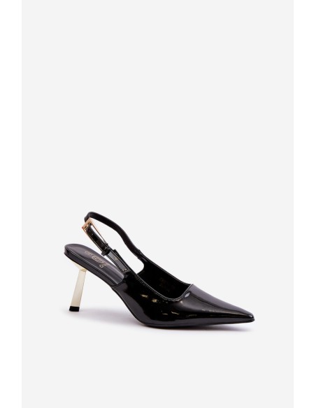 Lacquered Heels With Open Back Black Filona