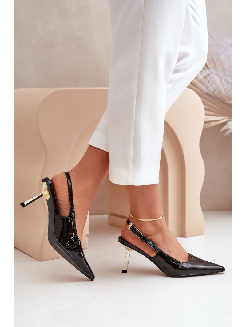 Lacquered Heels With Open Back Black Filona