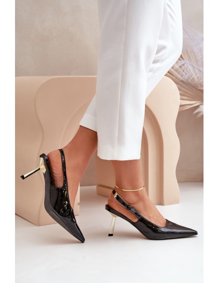 Lacquered Heels With Open Back Black Filona
