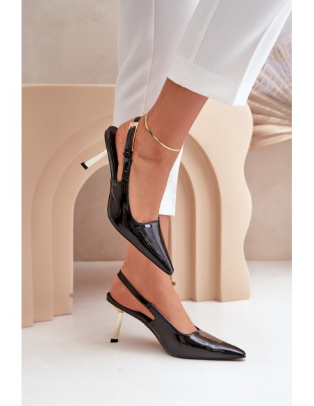 Lacquered Heels With Open Back Black Filona