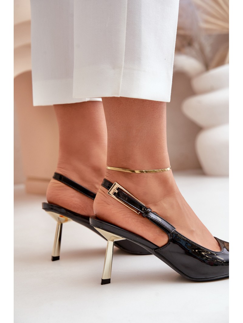 Lacquered Heels With Open Back Black Filona