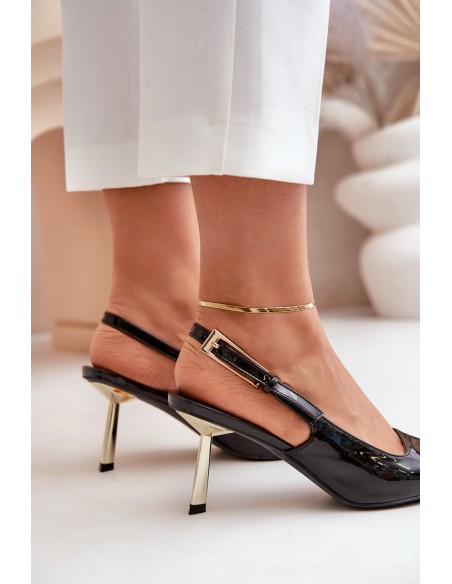 Lacquered Heels With Open Back Black Filona