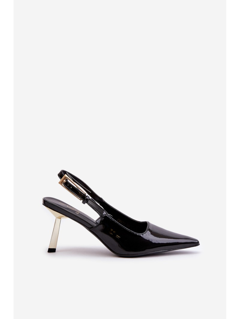 Lacquered Heels With Open Back Black Filona