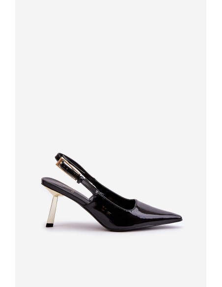 Lacquered Heels With Open Back Black Filona