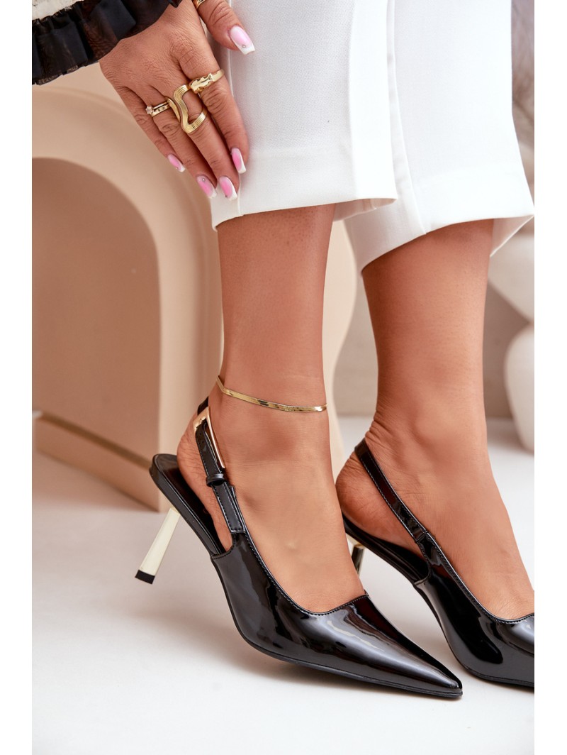 Lacquered Heels With Open Back Black Filona